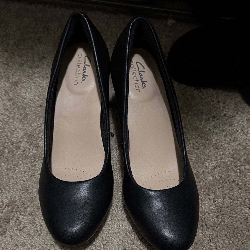 Clarks Black Leather Heels